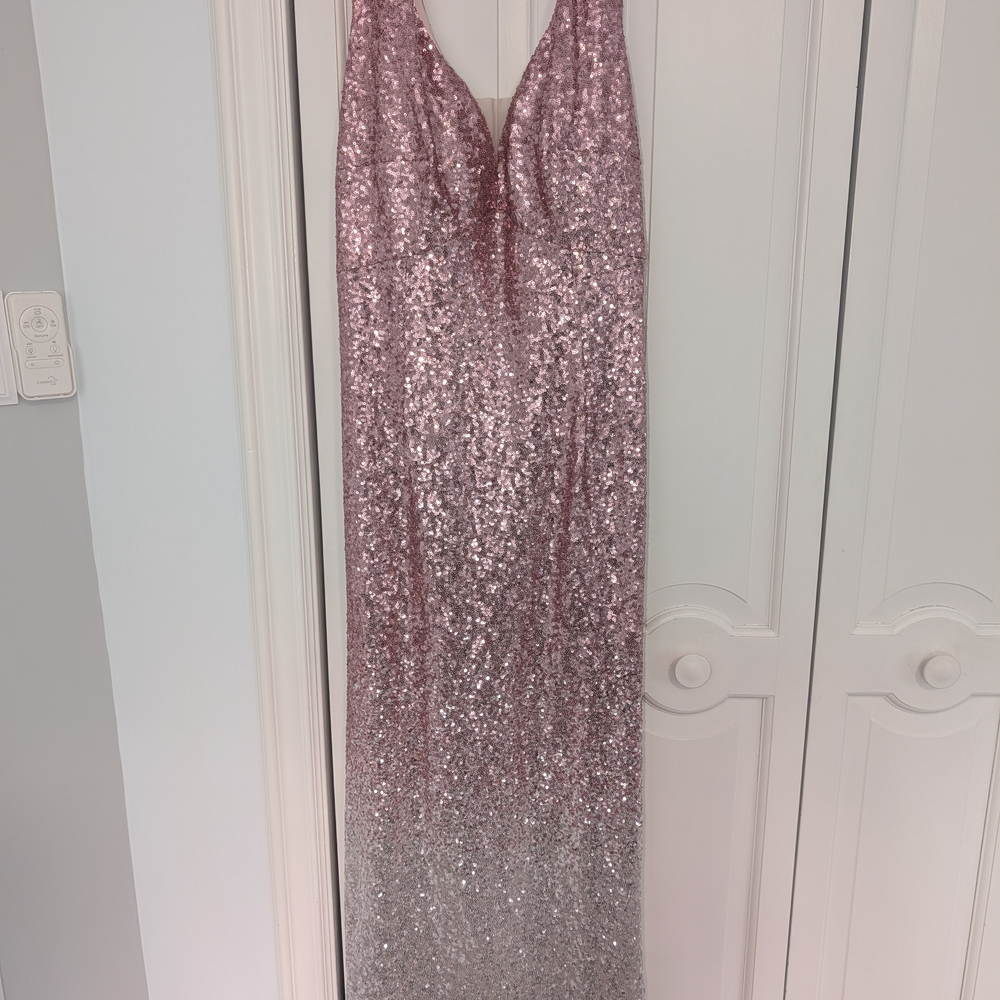 Pink Sequin Embellished Prom Gown